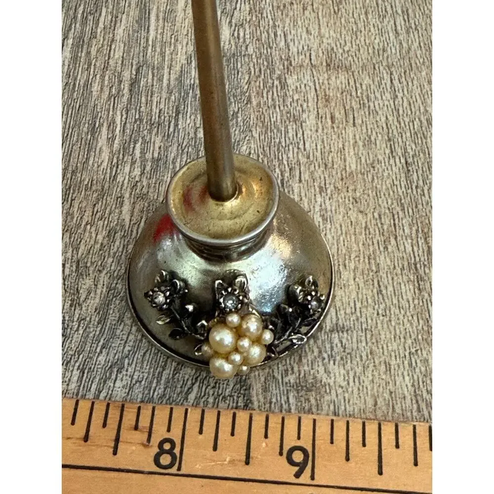 Old Thumb Pump Oil Oiler Can Rhinestones & Peals Mini Sewing Machine